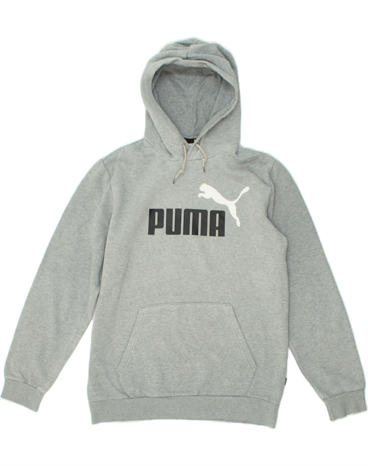 PUMA Mens Graphic Hoodie Jumper Medium Grey Cotton | Vintage Puma | Thrift | Second-Hand Puma | Used Clothing | Messina Hembry 