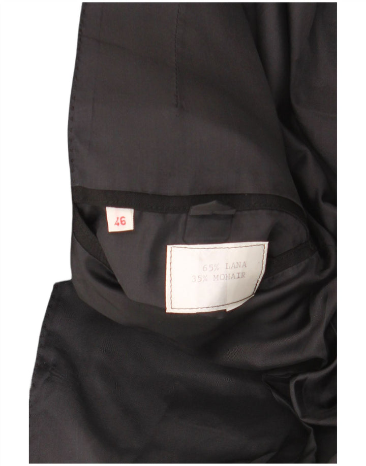 VINTAGE Herren 1-Knopf-2-teiliges Set IT 46 Small W29 L29 Schwarze Wolle