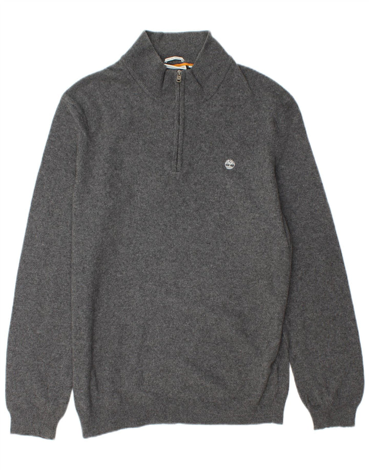 Timberland Herren-Pullover mit Reißverschluss, XL, graue Merinowolle