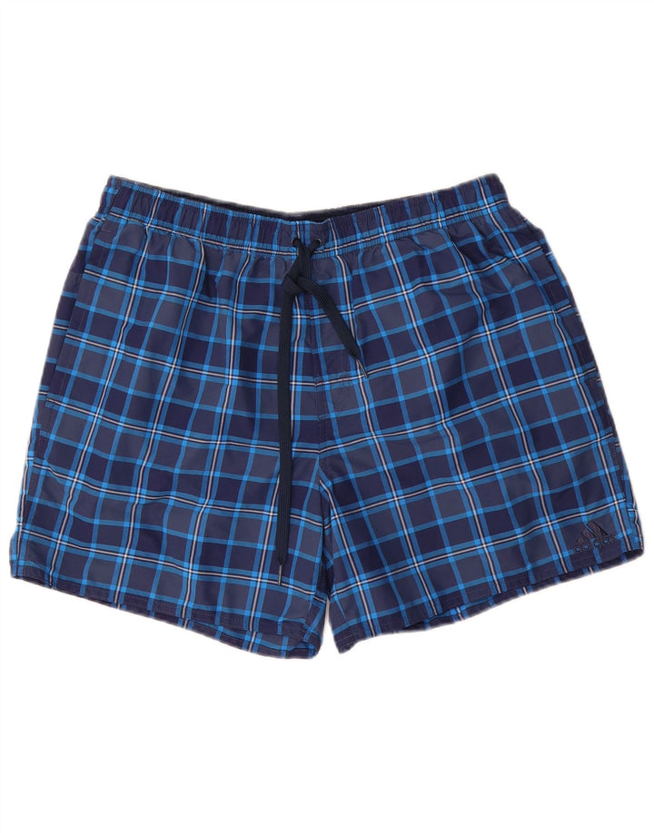 Adidas Herren-Sportshorts, groß, marineblau, kariert, Nylon