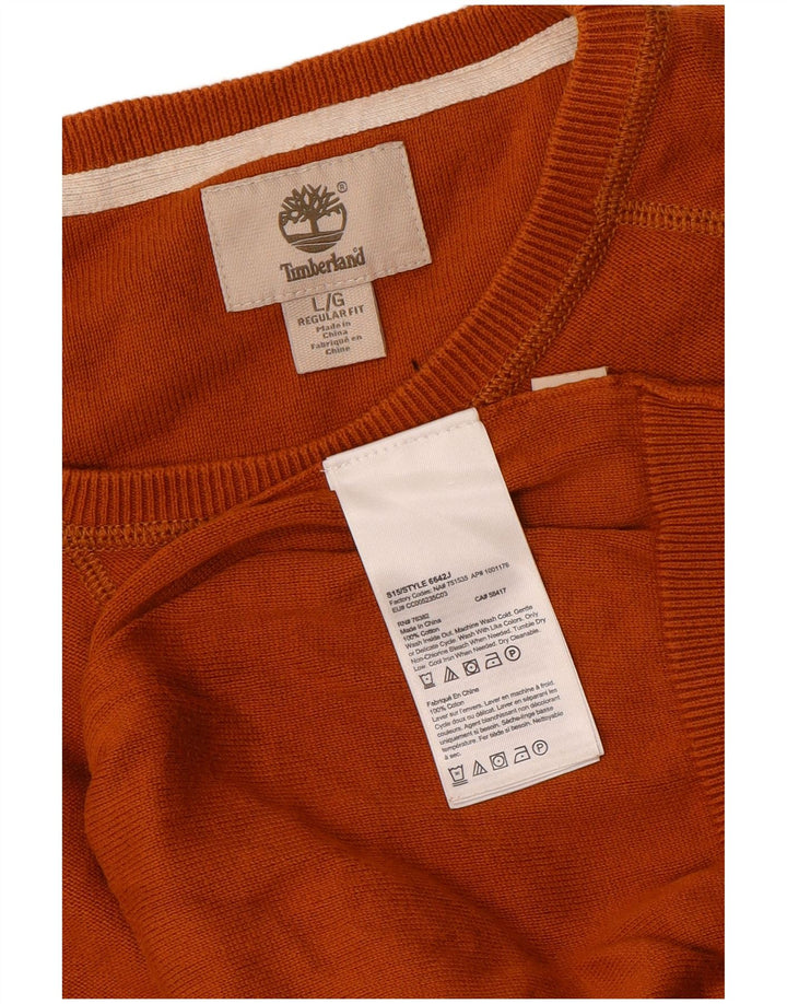 Timberland Herren-Pullover mit normaler Passform, Rundhalsausschnitt, Größe L, Orange, Baumwolle