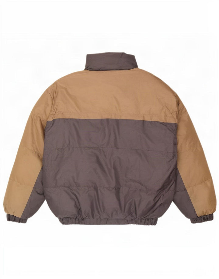 Vintage Herren Wattierte Jacke UK 40 Großes graues Colourblock-Polyester