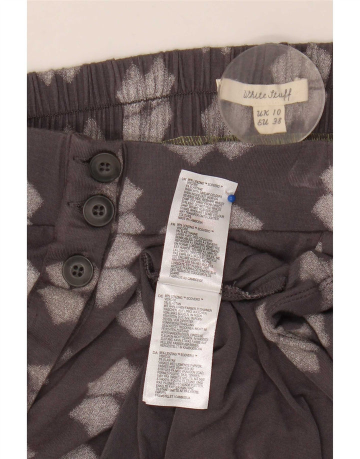 White Stuff Damen A-Linienrock UK 10 Small W32 Graue geometrische Viskose