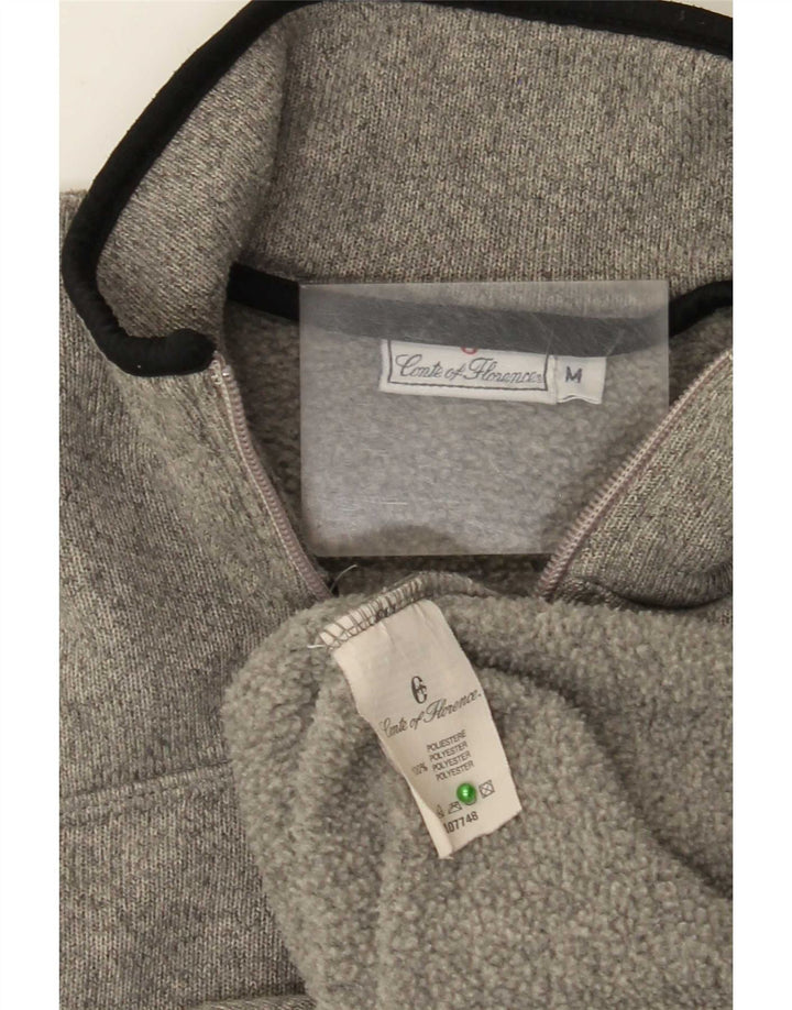 Conte of Florence Herren-Sweatshirt mit Reißverschluss am Hals, Mittelgrau meliert