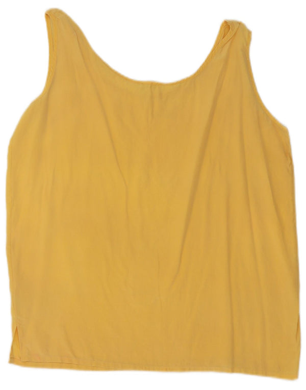 Vintage Damen Ärmelloses Blusentop UK 14 Mittelgelbe Seide