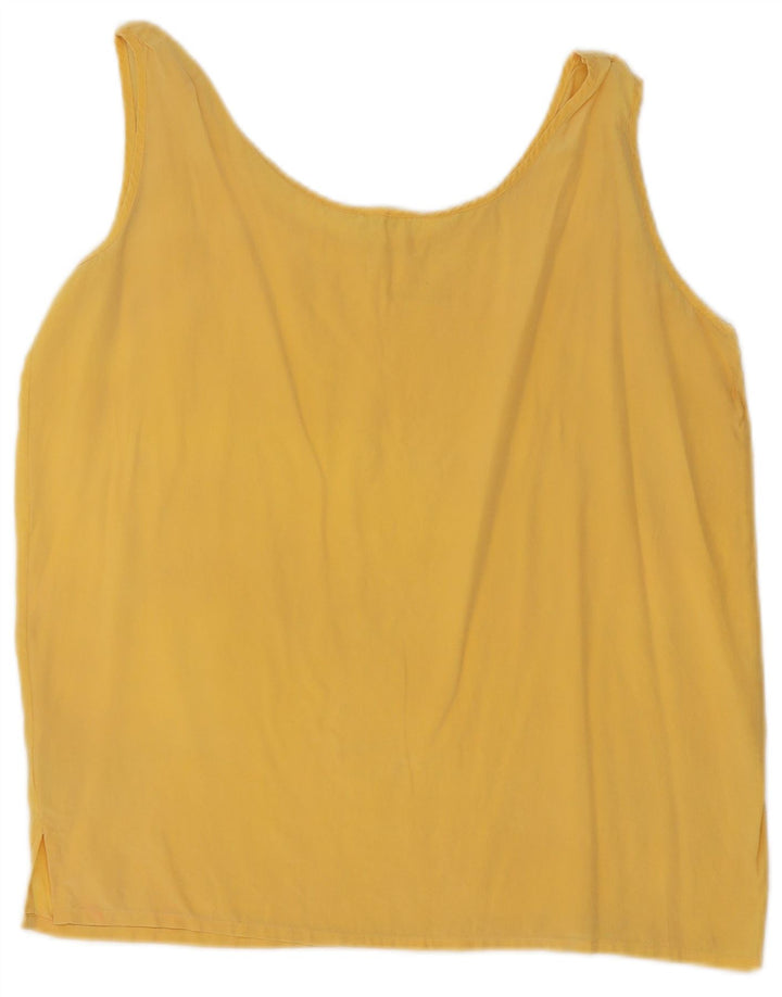 Vintage Damen Ärmelloses Blusentop UK 14 Mittelgelbe Seide
