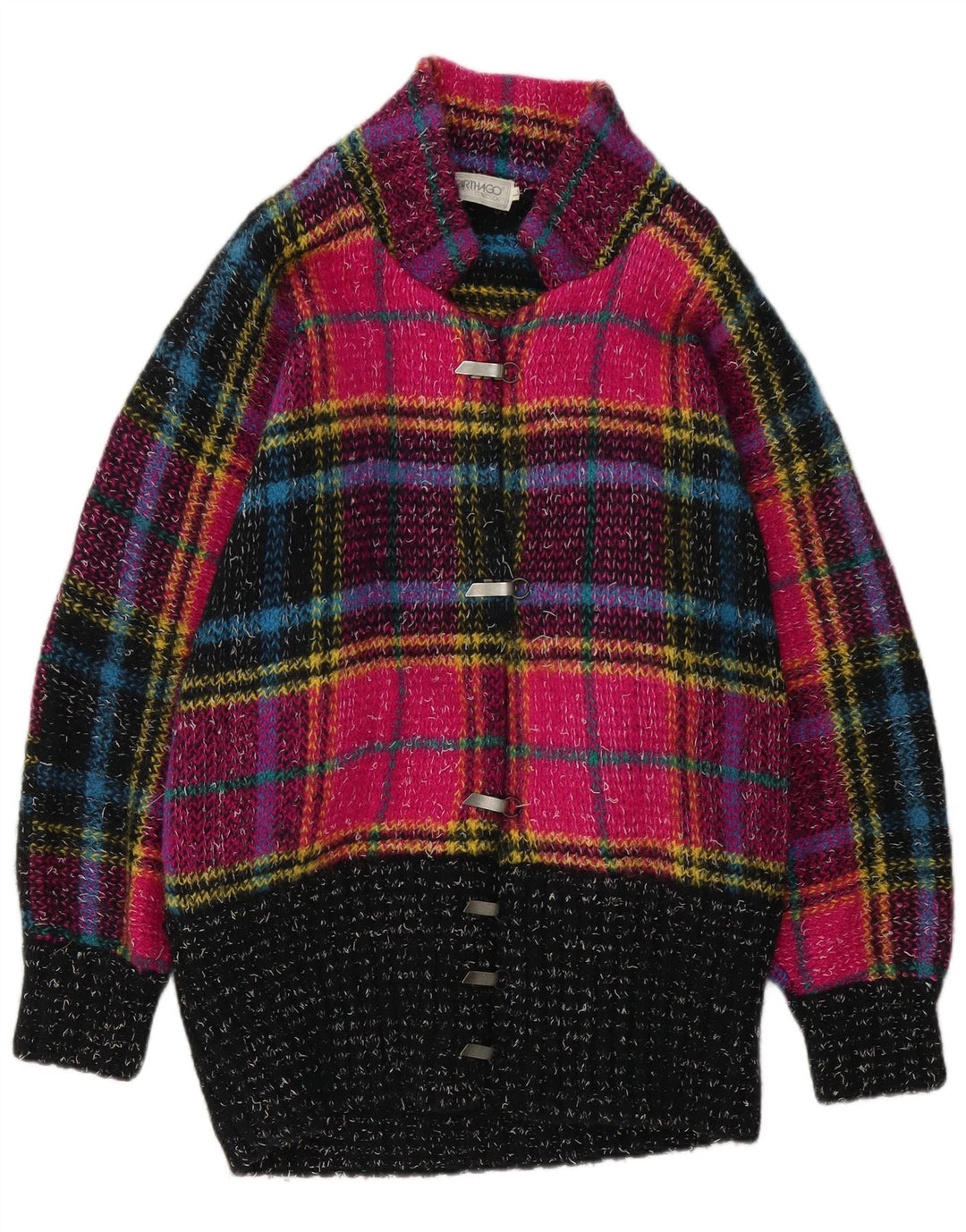 Carthago Damen Longline-Cardigan-Pullover UK 16 Large Mehrfarbig kariert