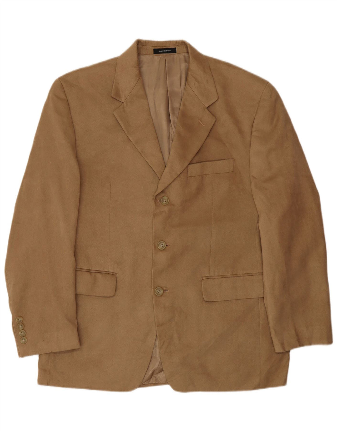 Chaps Herren-Blazer mit 3 Knöpfen, UK 38, Mittelbeige, Polyester