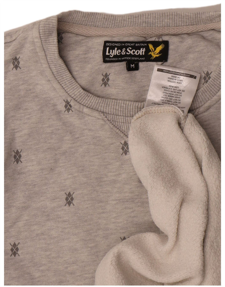 Lyle & Scott Herren-Sweatshirt mit abstraktem Muster, mittelgraue Baumwolle