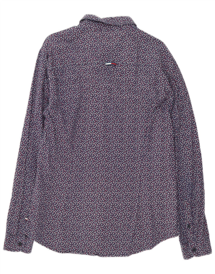 Tommy Hilfiger Herren-Hemd, groß, marineblau gepunktet, Baumwolle