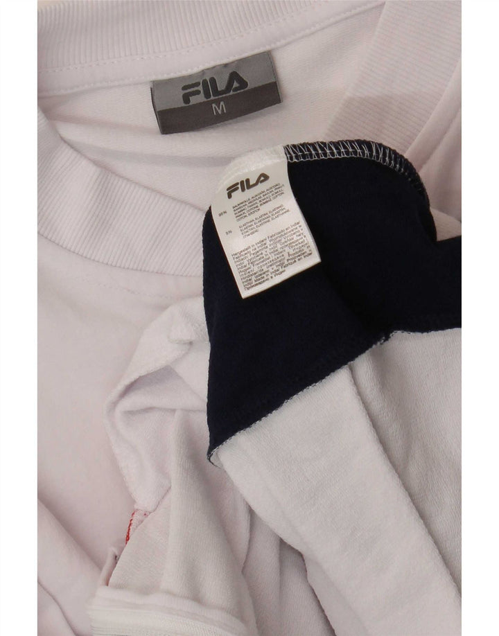 Fila Damen-Trainingsanzug-Top-Jacke, UK 14, Mittelweiß, Colourblock-Baumwolle