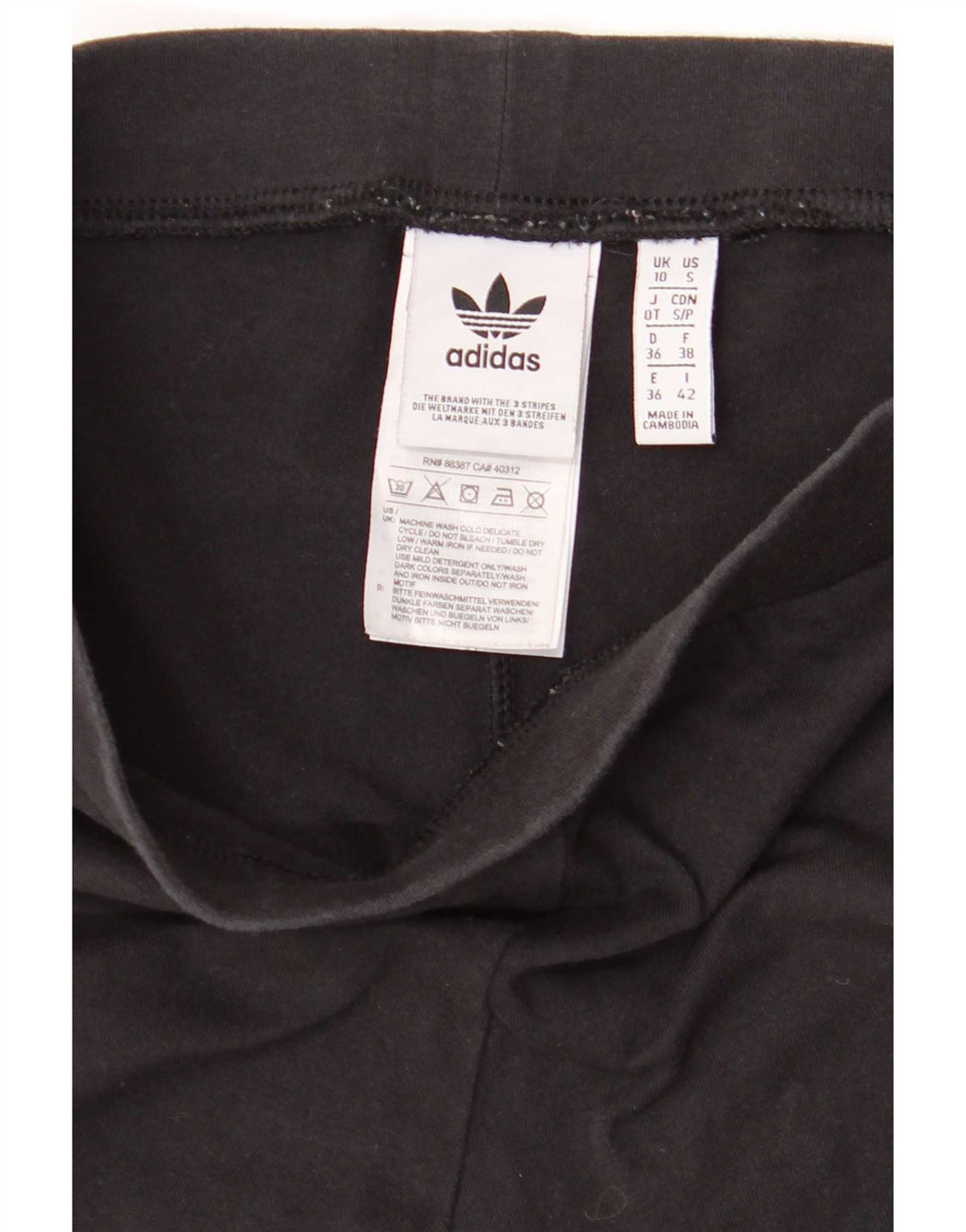 Adidas Damen Leggings UK 10 Small Schwarz Baumwolle