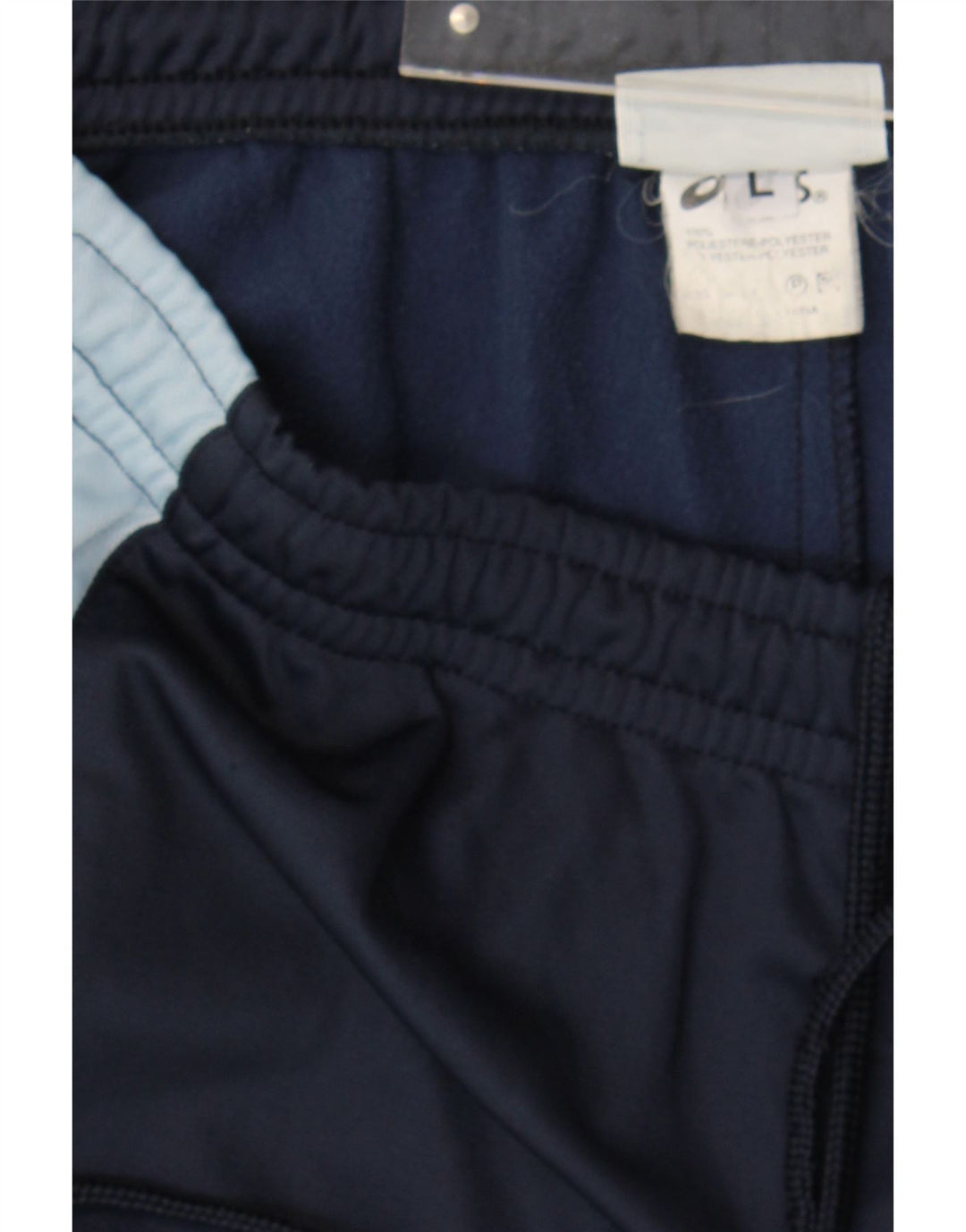 ASICS Mens Tracksuit Trousers Large  Navy Blue Colourblock Polyester Vintage Asics and Second-Hand Asics from Messina Hembry 