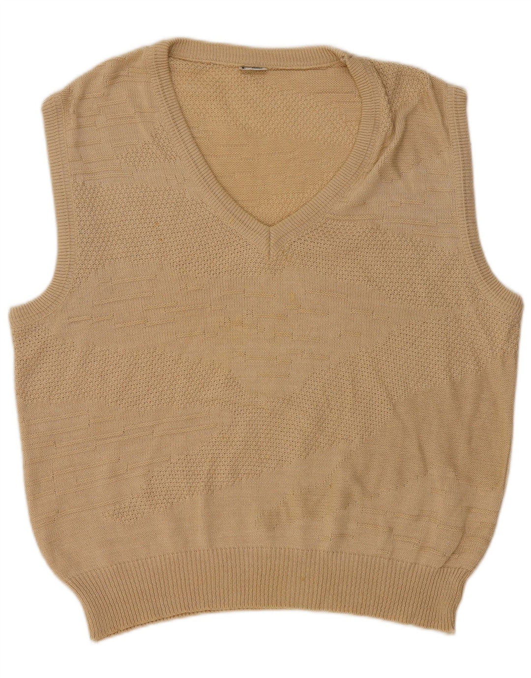 Vintage Herren Weste Tank Top IT 50 Medium Beige Baumwolle