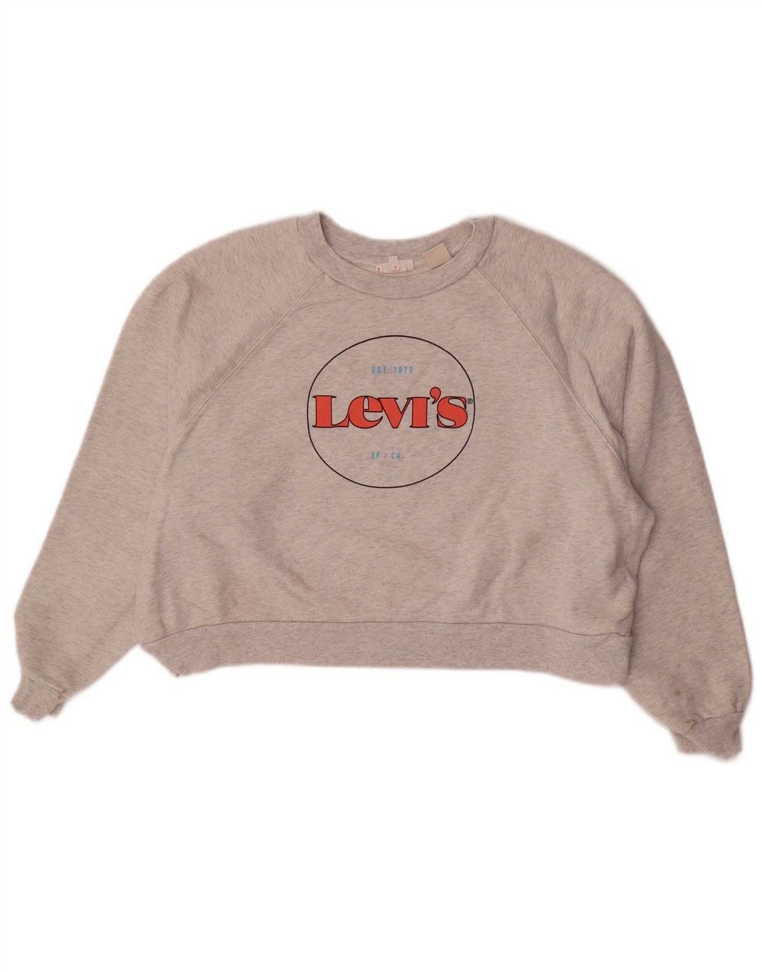 LEVI'S Womens Oversized Crop Graphic Sweatshirt Jumper UK 16 Large Grey