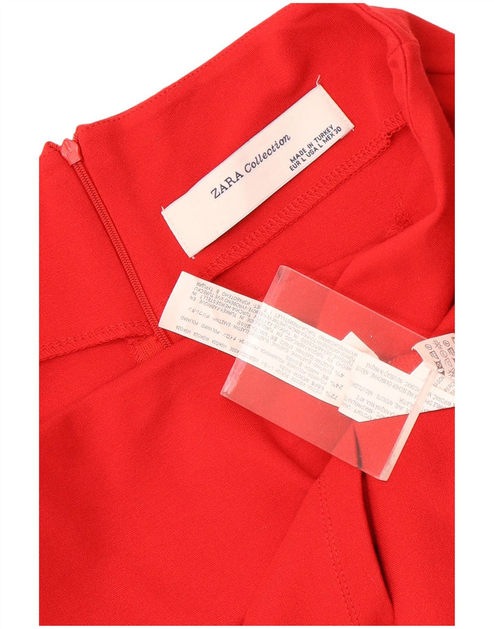 Zara Damen Bleistiftrock Large W30 Rote Viskose