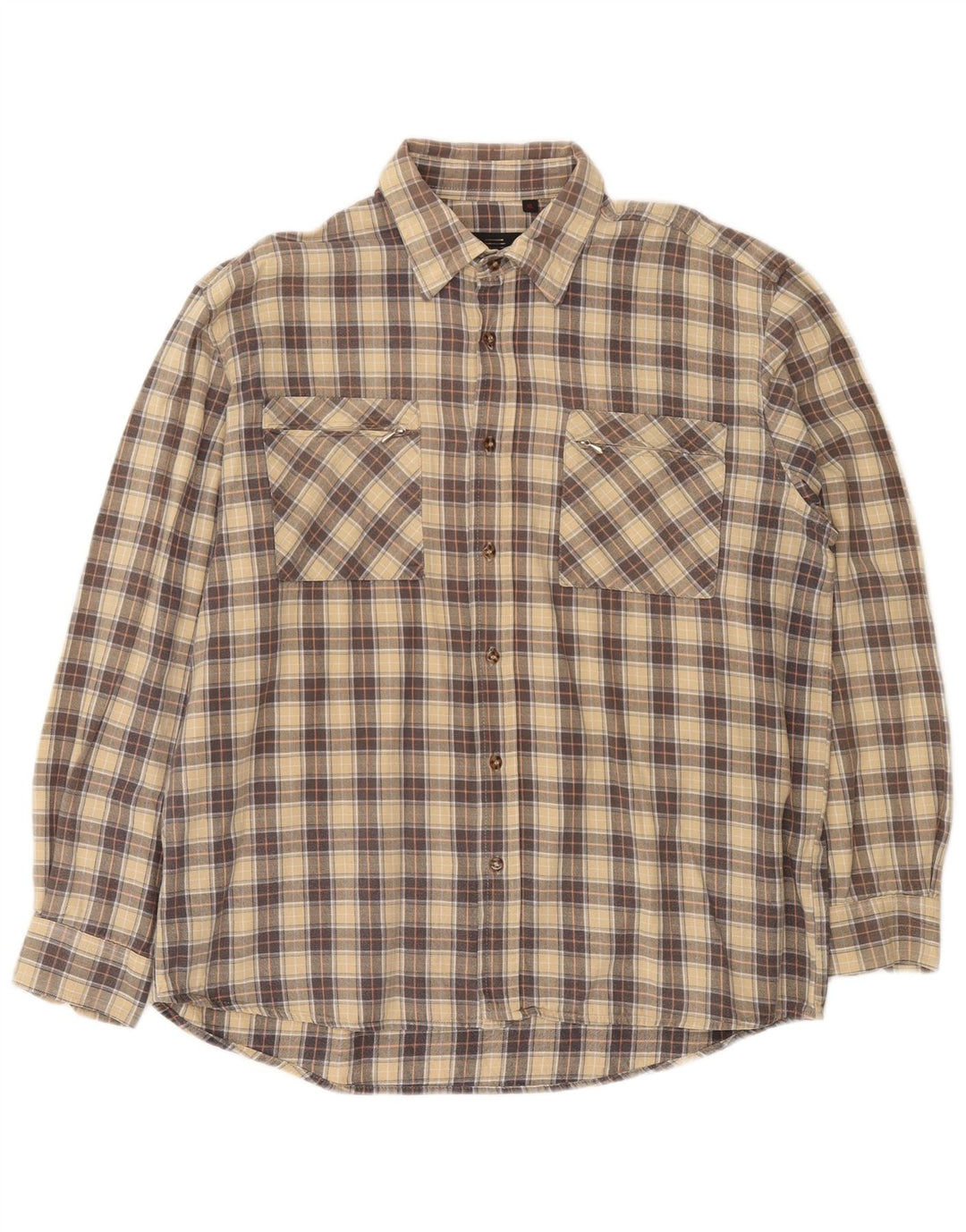 European Project Herren-Hemd aus kariertem Flanell, XL, beige, karierte Baumwolle