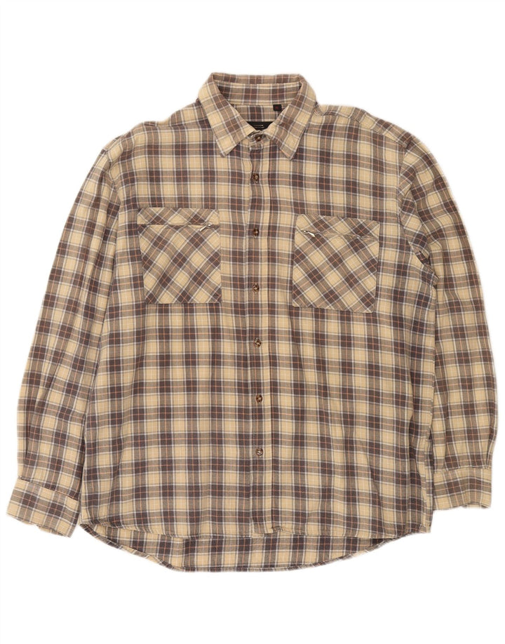 European Project Herren-Hemd aus kariertem Flanell, XL, beige, karierte Baumwolle