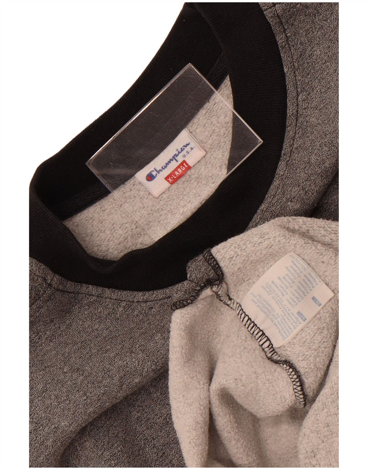 Champion Herren Sweatshirt Pullover XL Grau Colourblock Baumwolle