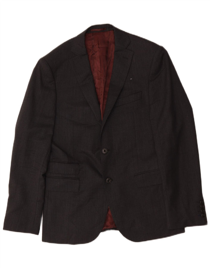 Marks & Spencer Herren-Blazer mit 2 Knöpfen, schmale Passform, UK 38, mittelgraue Wolle