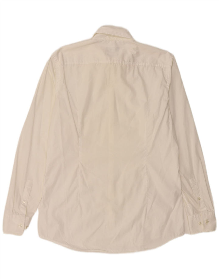 Hugo Boss Herren-Slim-Fit-Hemd, Größe 40, 15 3/4, mittelweiße Baumwolle