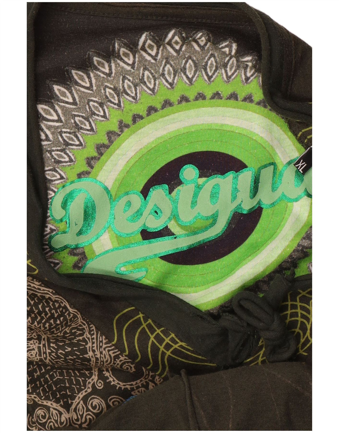 Desigual Damen-Kleid mit abstraktem Muster, A-Linie, Gr. 18, XL, Grün