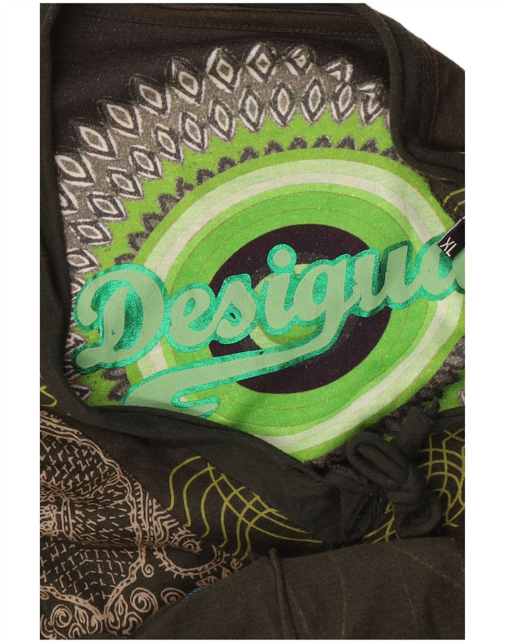 Desigual Damen-Kleid mit abstraktem Muster, A-Linie, Gr. 18, XL, Grün