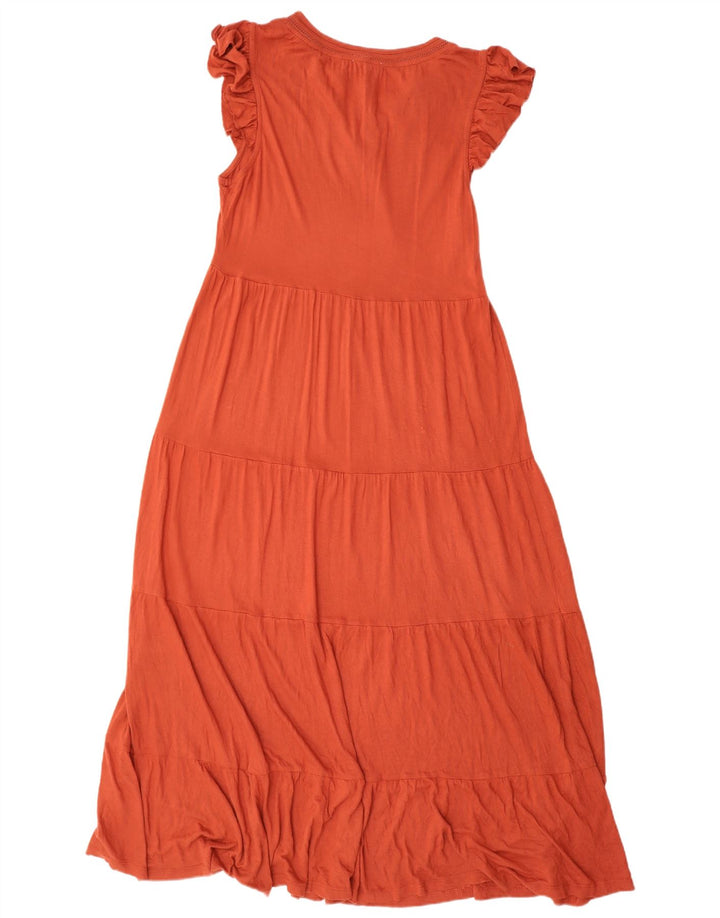 Fat Face Rüschen-Maxikleid für Damen, Größe 44, Orange, Viskose