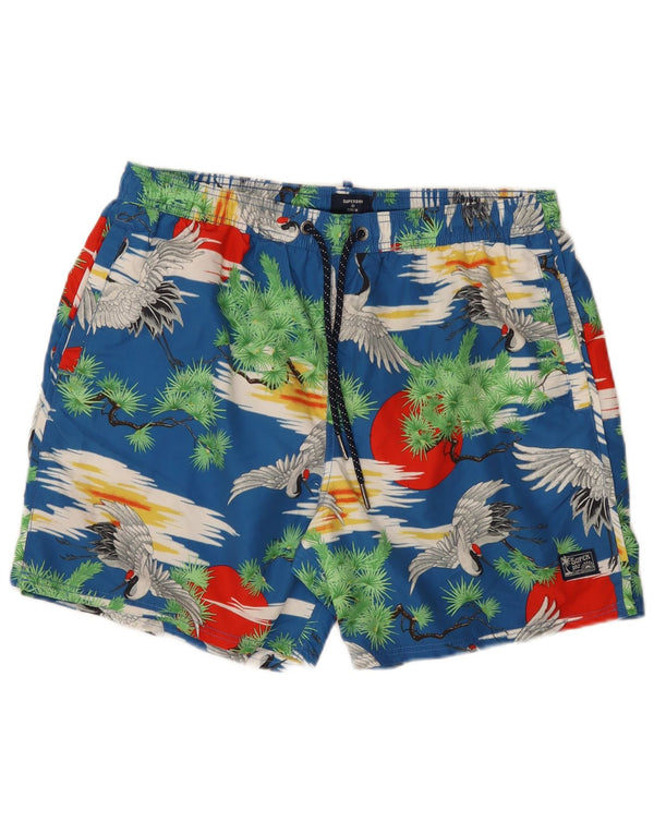 Superdry Herren Regular Badeshorts 2XL Blau Polyester Hawaiianisch