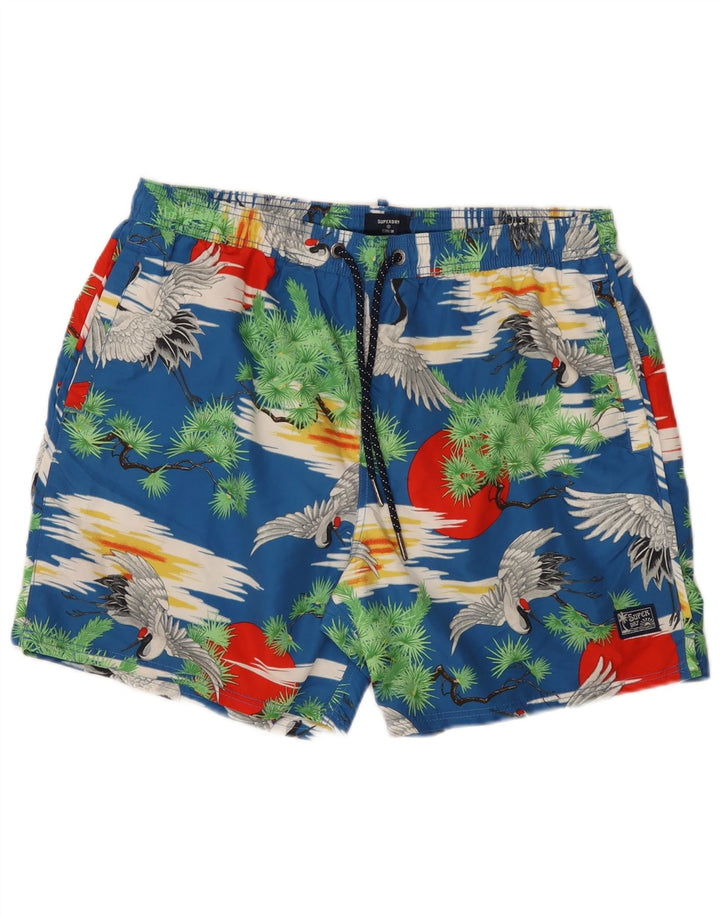 Superdry Herren Regular Badeshorts 2XL Blau Polyester Hawaiianisch