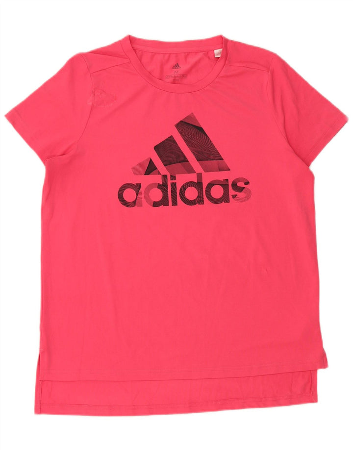 Adidas Damen Grafik T-Shirt Top UK 12/14 Mittelrosa Polyester