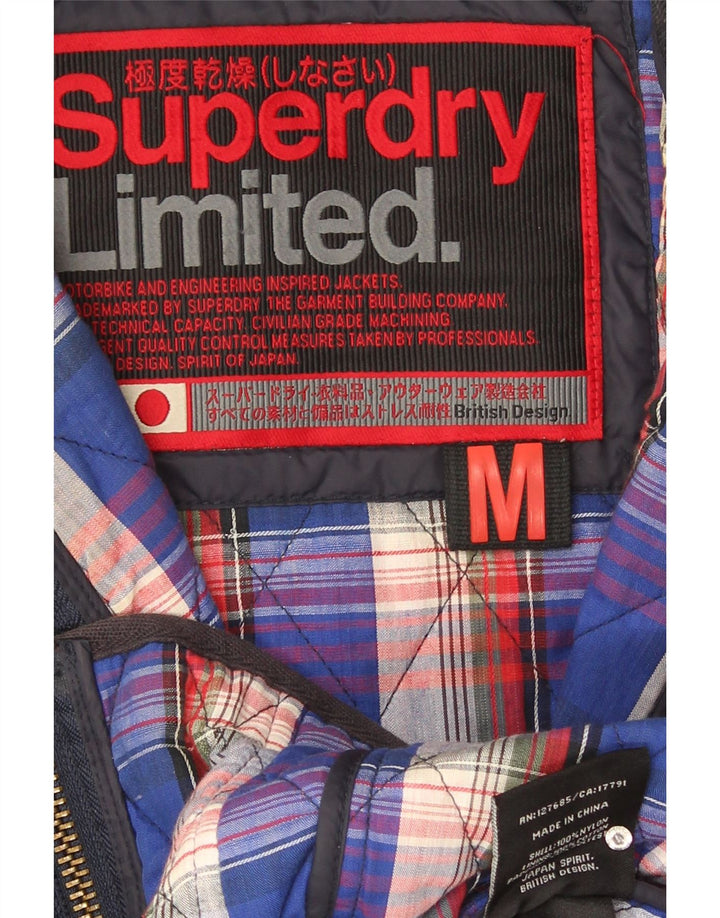 Superdry Damen Steppjacke UK 12 Medium Marineblau Nylon