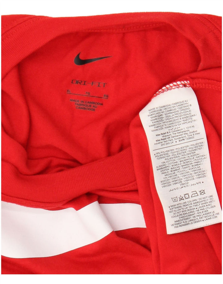 Nike Herren Dri Fit Graphic T-Shirt Top XL Rot Polyester