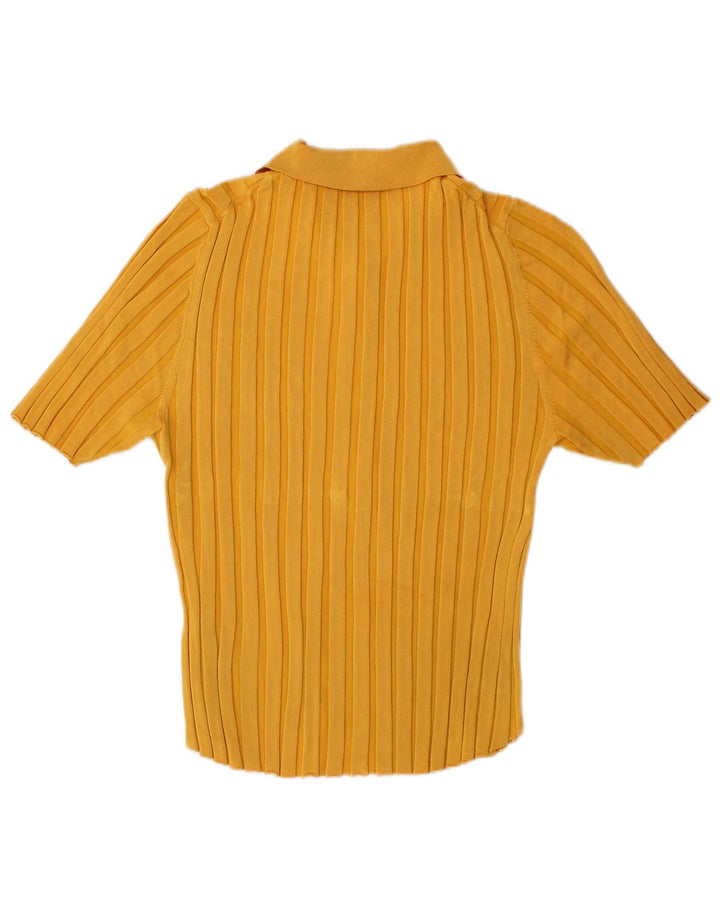 Zara Damen Poloshirt UK 14 Große gelbe Viskose