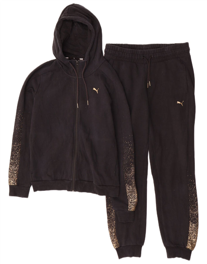 Puma Damen-Trainingsanzug mit Kapuze, Gr. 14, mittelschwarz gefleckt