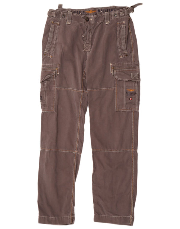 Aeronautica Militare Herren gerade Cargohose IT 50 Large W34 L33 Grau