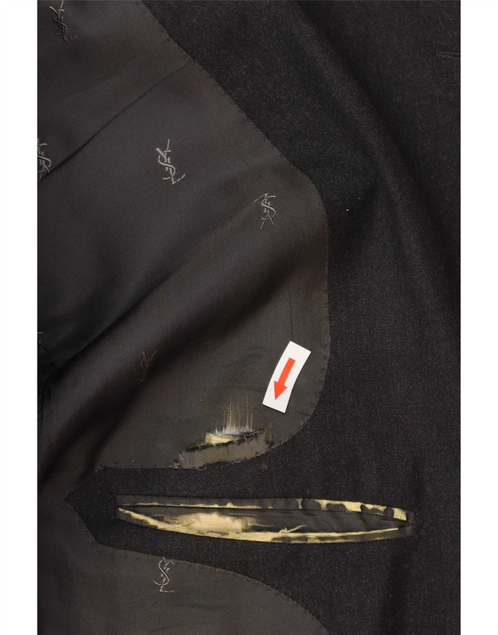 Yves Saint Laurent Herren 2-Knopf-Blazerjacke IT 56 3XL Graue Wolle Klassisch
