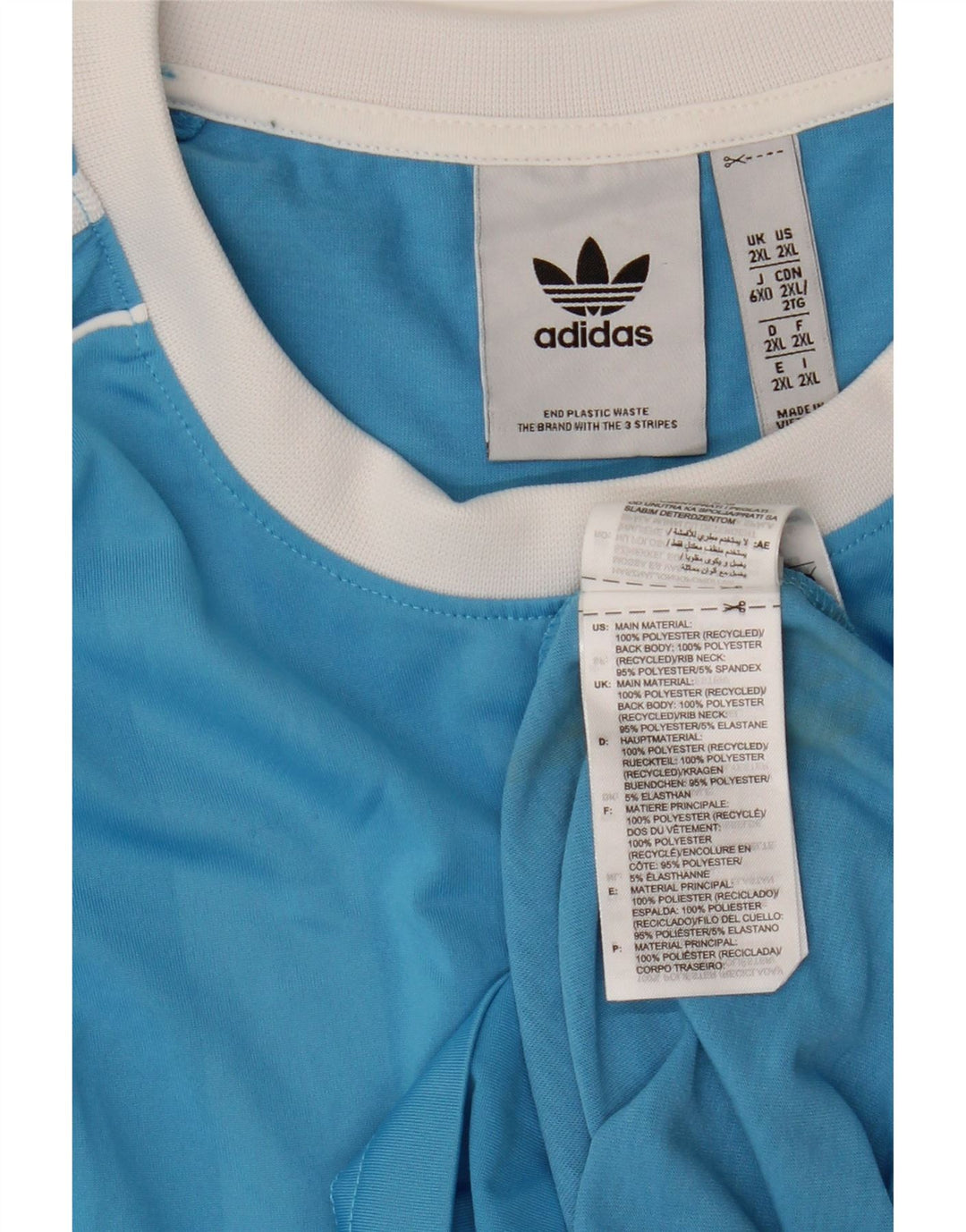 Adidas Herren T-Shirt Top 2XL Blau gestreift Polyester