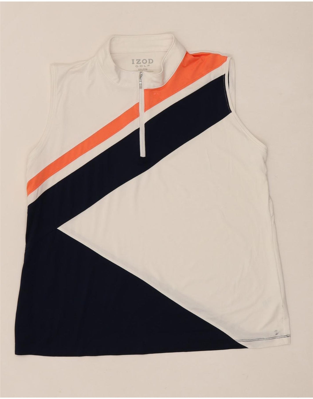 IZOD Womens Golf Zip Neck Vest Top UK 20 2XL White Colourblock Polyester Vintage Izod and Second-Hand Izod from Messina Hembry 