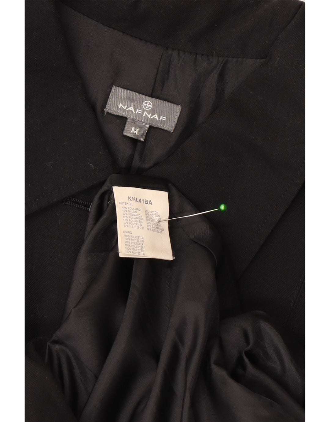 Naf Naf Damen-Militärmantel UK 12 Mittelschwarzes Polyester
