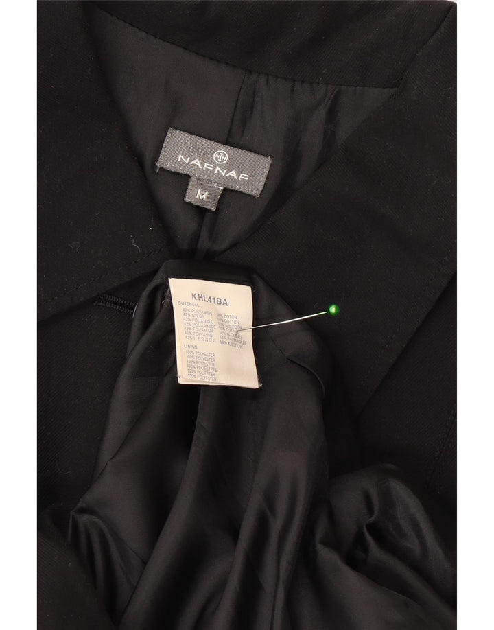 Naf Naf Damen-Militärmantel UK 12 Mittelschwarzes Polyester