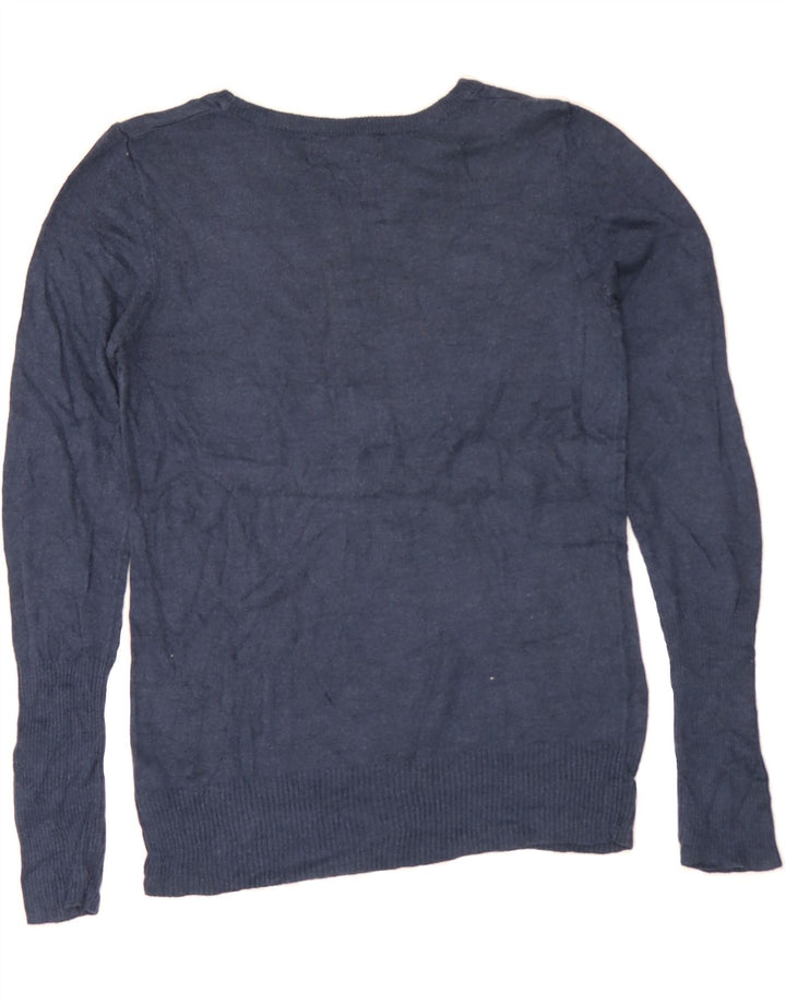 MOSSIMO Womens Boat Neck Jumper Sweater UK 12 Medium Navy Blue Nylon Vintage Mossimo and Second-Hand Mossimo from Messina Hembry 