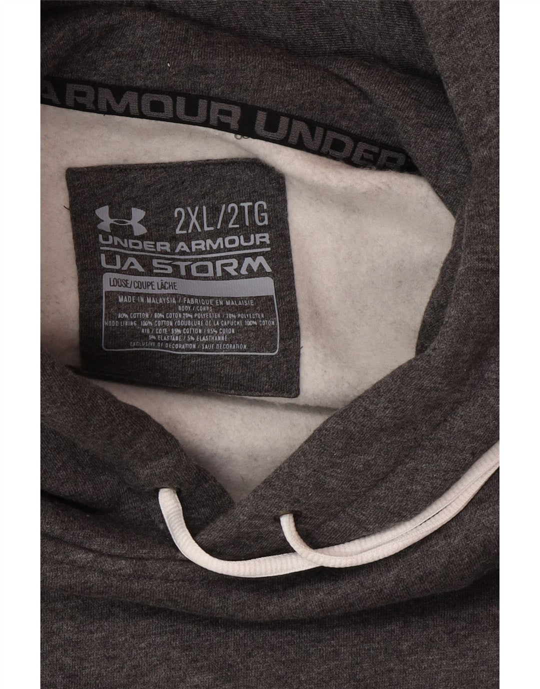 UNDER ARMOUR Herren Kapuzenpullover 2XL Grau Baumwolle