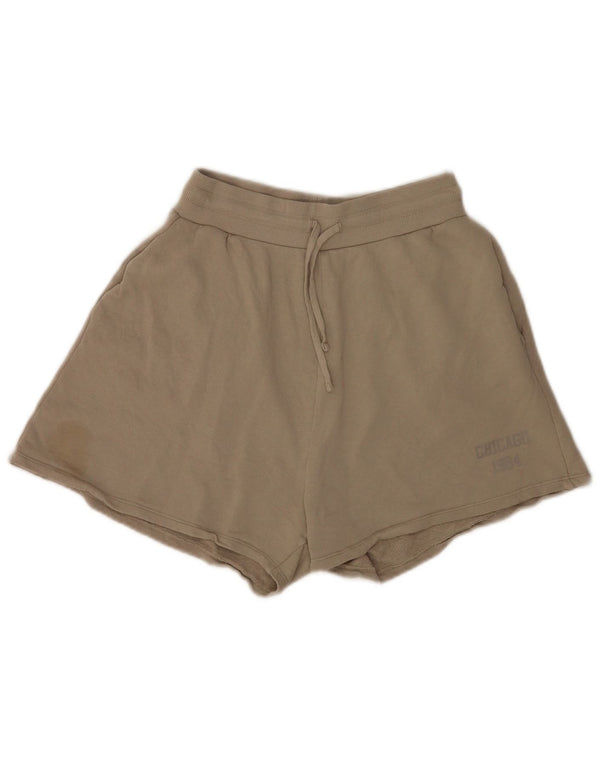 Zara Damen Chicago Relaxed Fit Sport Shorts UK 14 Mittelbeige Baumwolle