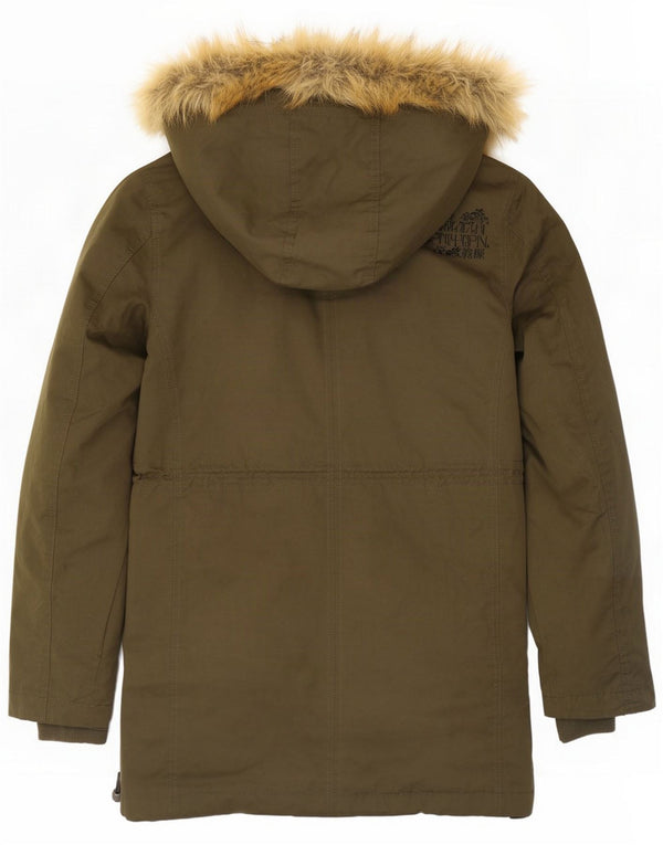 Superdry Damen-Parka mit Kapuze, UK 16, groß, Khaki, Polyester