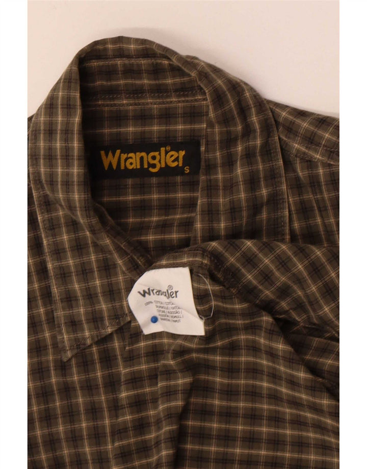 Wrangler Herrenhemd aus Baumwolle mit kleinem Khaki-Karomuster