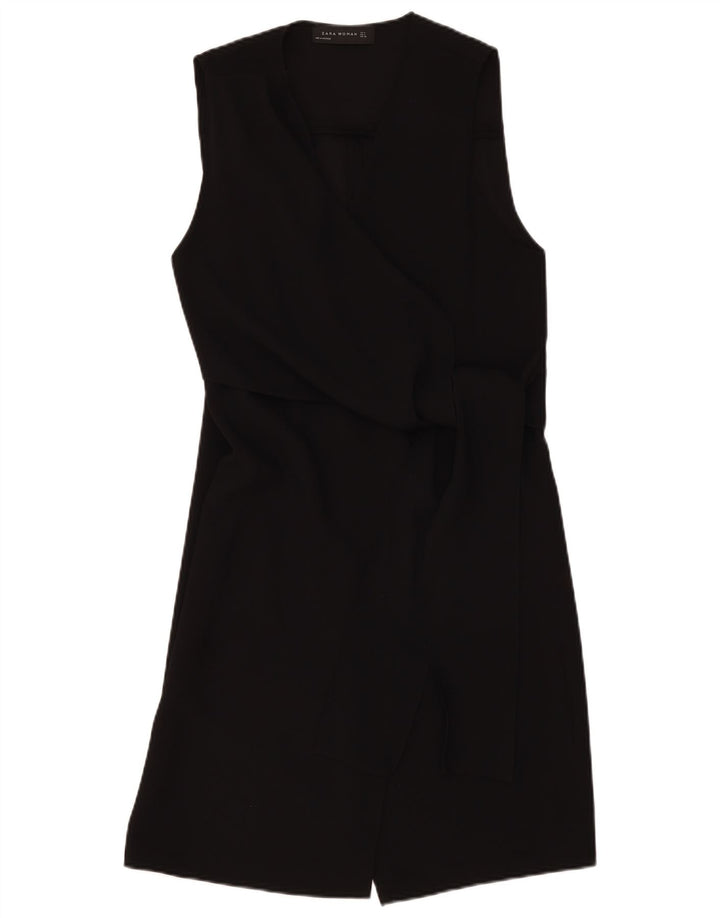 Ärmelloses Wickelkleid für Damen von Zara, UK 12, Mittelschwarz, Polyester