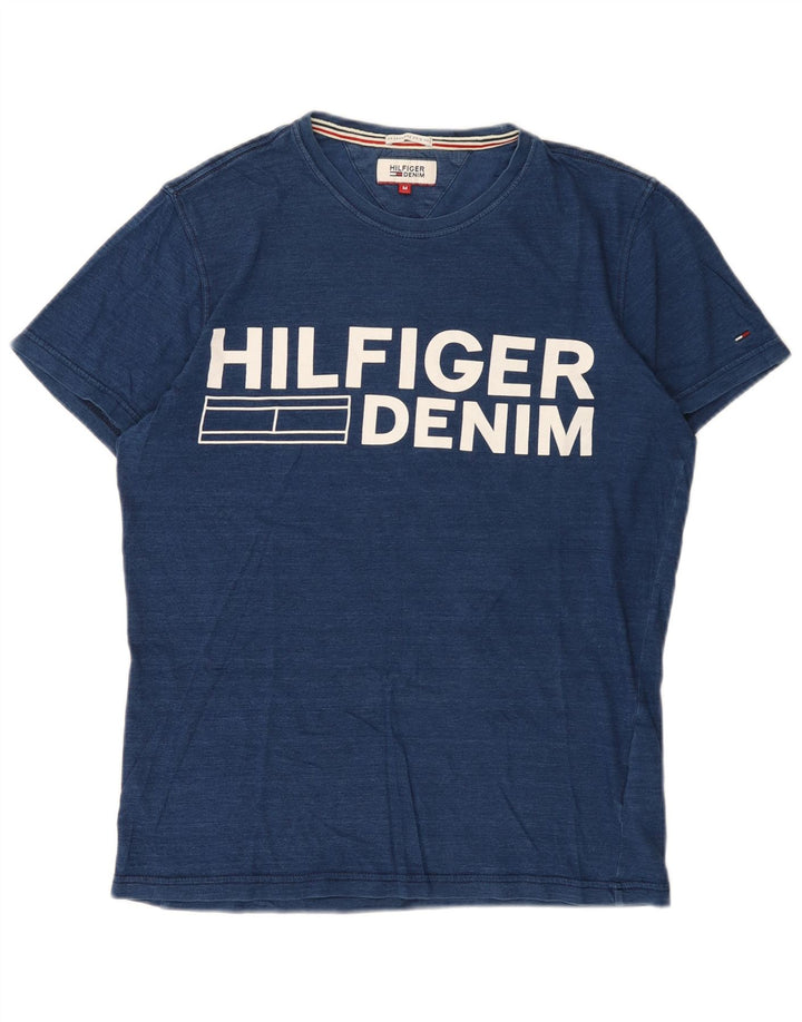 Tommy Hilfiger Herren-T-Shirt mit Grafik, mittelmarineblaue Baumwolle