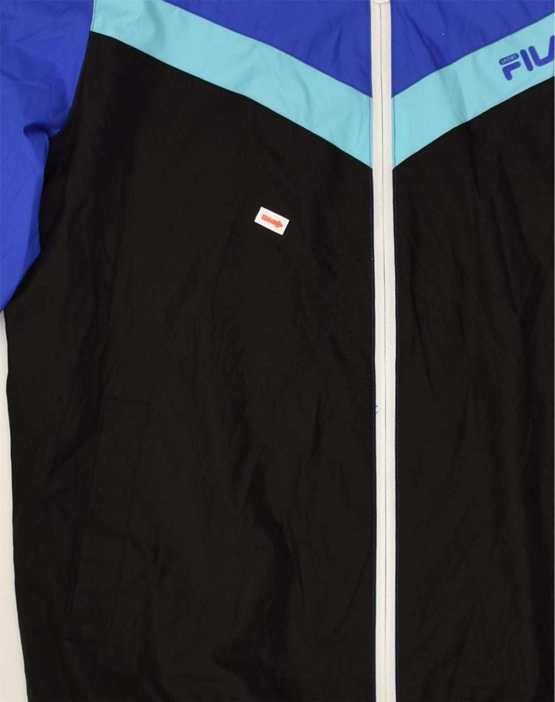 FILA Womens Hooded Rain Jacket UK 10 Small Black Colourblock Polyester | Vintage Fila | Thrift | Second-Hand Fila | Used Clothing | Messina Hembry 