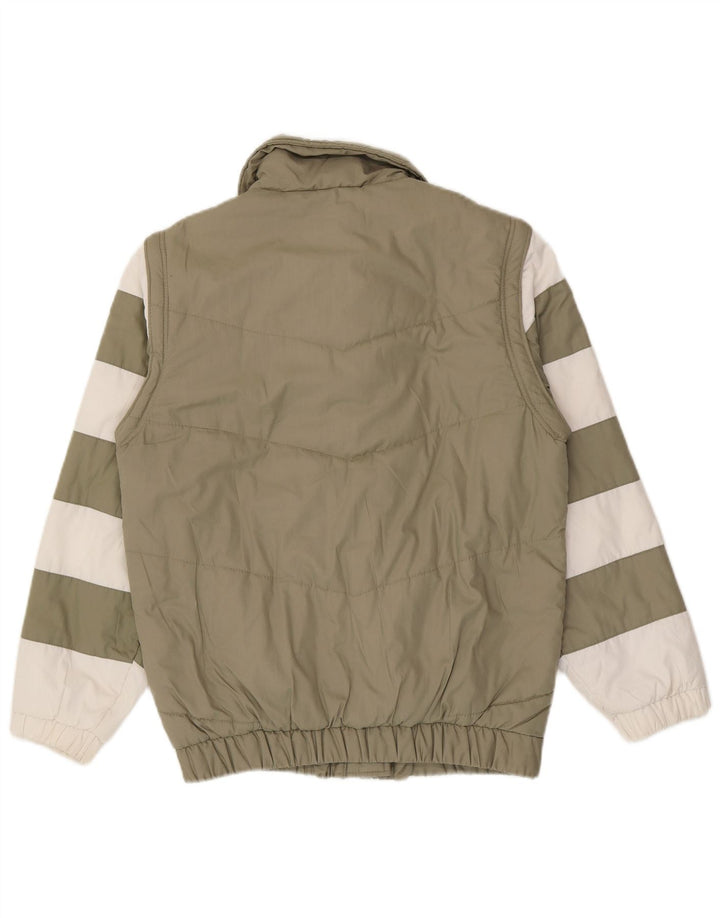 C&A Damen Rodeo Wattierte Jacke EU 38 Mittelgrün gestreiftes Polyester